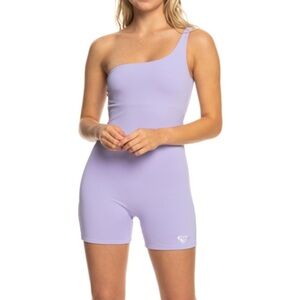 Roxy Kelia Lavender Purple Asymmetrical Workout Bodysuit Romper